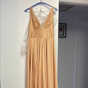 Elegant Tan Wedding Guest Dress